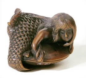 Netsuke, geschnitzt in Form einer Meerjungfrau